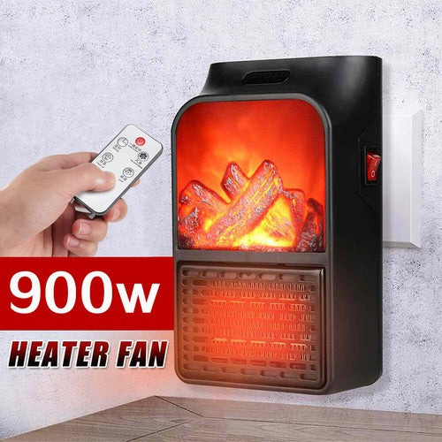 Flame Heater 1000W – Portable Electric Plug-in Room Heater with Flame Effect & Remote Control