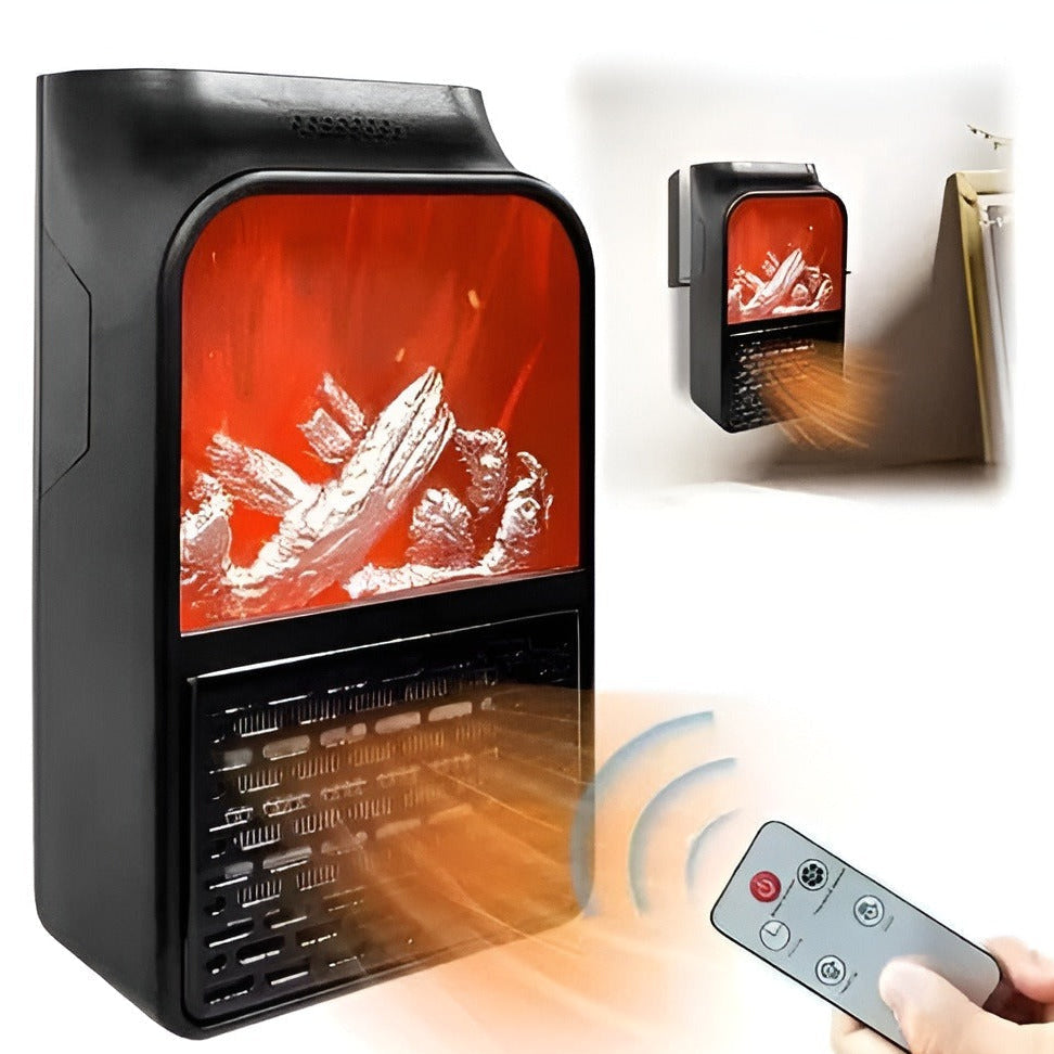Flame Heater 1000W – Portable Electric Plug-in Room Heater with Flame Effect & Remote Control
